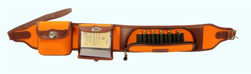 Cartuccera carabina in Cordura Orange alta visibilità 3 tasche Buffetteria Spadoni